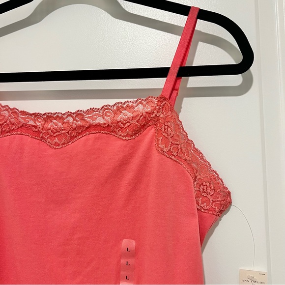 Ann Taylor Salmon Pink Lace Camisole in Size Large NWT Adjustable Strap - Picture 2 of 8
